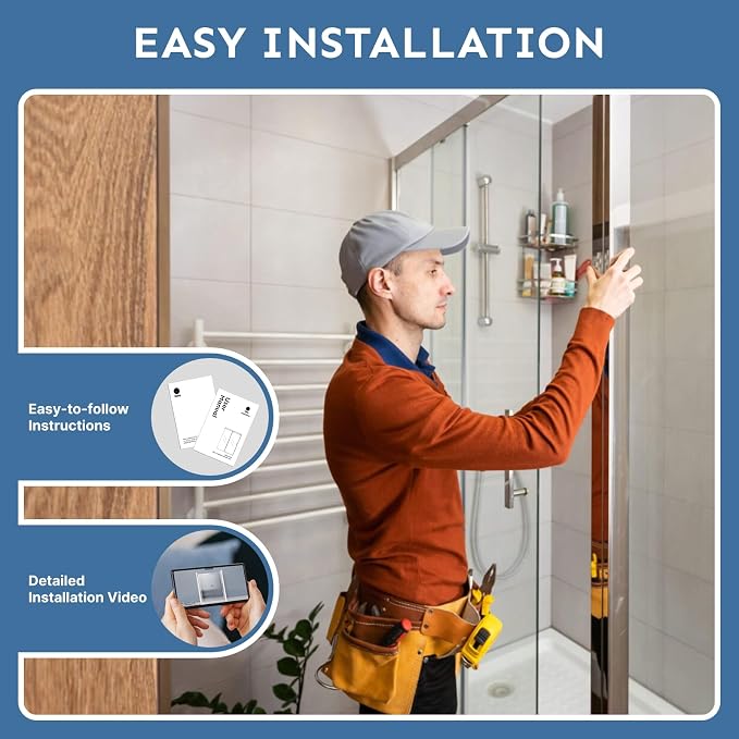 60" x 72" Frameless Sliding Shower Door, 6mm Tempered Glass, Heavy-Duty 304 - Image 7