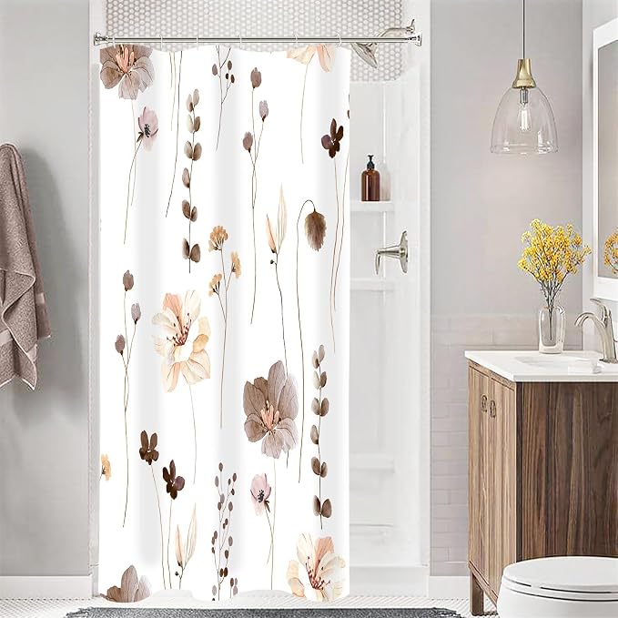 Gibelle Small Stall Shower Curtain 36 x 72, Narrow Half Watercolor Floral by Gibelle