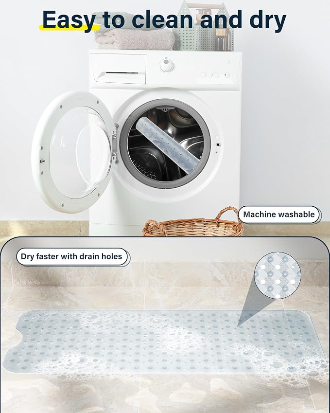 Non Slip Bathtub Mat for Tub & Shower, Machine Washable 40"x16" Anti Slip Bath - Image 5