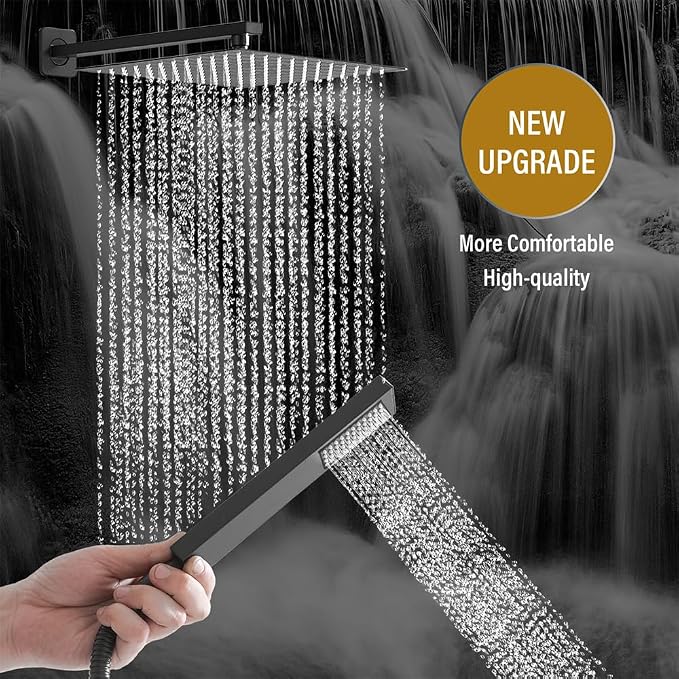 Rainfall Shower System Matte Black Shower Faucet Set - Image 4