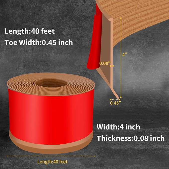 Flexible Baseboard Molding Trim 4 Inch Self-Adhesive Vinyl Wall Base Peel and - Image 2