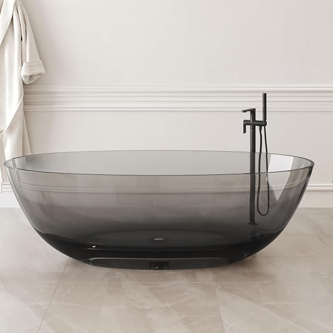 Stone Resin Freestanding Bathtub 71", Elegant Oval Shape Soaking Tub, Solid by MEDUNJESS