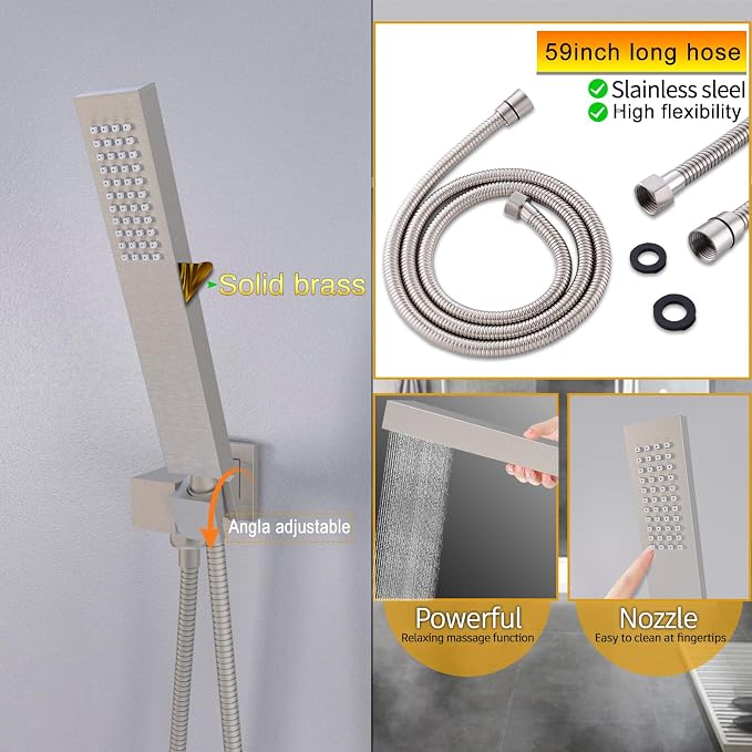 24x32 LED Dual Head Shower System 24"x32" Ceiling Mount Shower Head - Image 6
