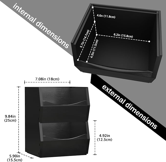 2 Set Open Front Small Stackable Storage Bins, Bamboo Stacking Storage Bins - Image 4