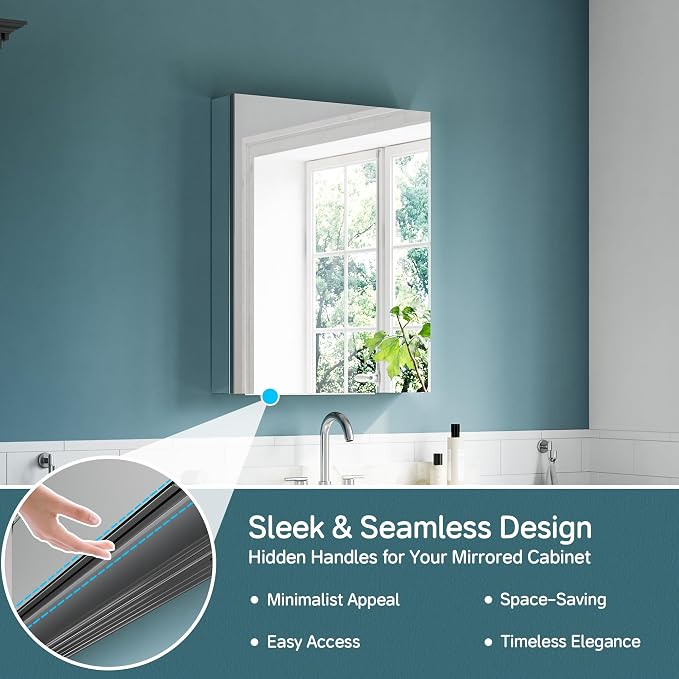 24"x30" Medicine Cabinet Mirror, Aluminum Silver Recessed Medicine Cabinet - Image 5