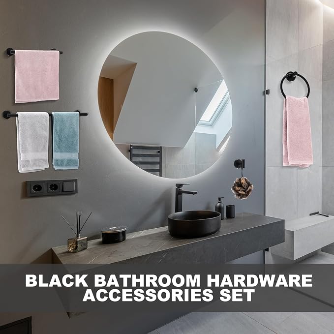 Gisafai 30 Pcs Bathroom Hardware Set, 23.6 Inch Brushed Towel Bar Ring Toilet - Image 5