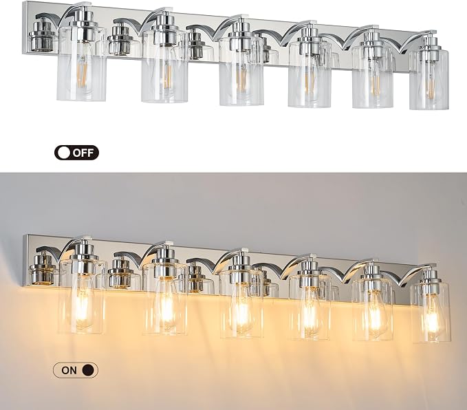 6-Light Bathroom Light Fixtures Modern Chrome Vanity Lights - Image 3