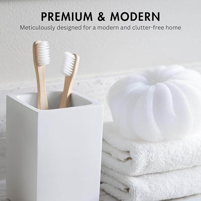 Matte White Toothbrush and Toothpaste Holder - Image 2