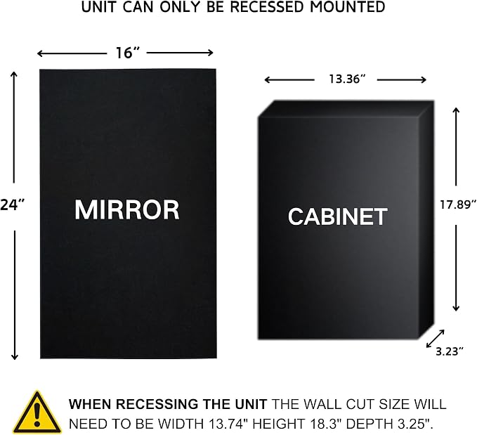 TEHOME Brush Nickel Metal Framed Recessed Bathroom Medicine Cabinet - Image 2