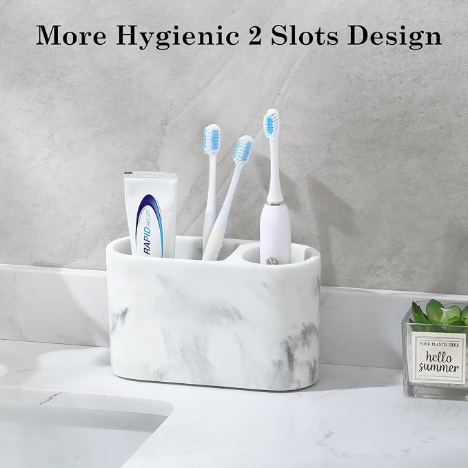 Luxspire Toothbrush Holder, 2 Slots Toothbrush and Toothpaste Holdersfor - Image 3