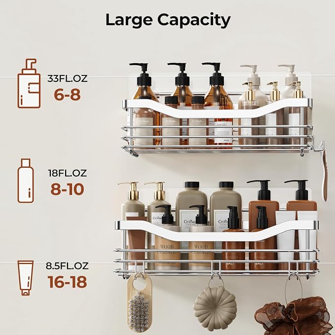 Orimade Shower Caddy Basket Shelf, No Drilling Wall Mounted Rustproof Stainless - Image 6