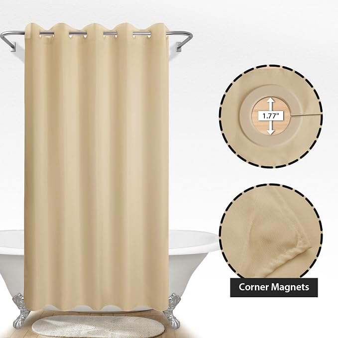 River Dream Extra Long No Hook Beige Shower Curtain or Liner - Image 5