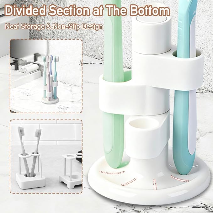 3 Pack 360° Rotating Toothbrush Holder - Image 5
