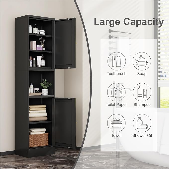 Metal Bathroom Storage Cabinet, Slim Metal Locker - Image 5