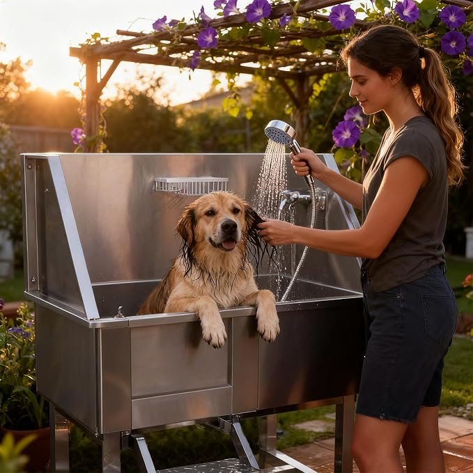 Redriver Stainless Steel Dog Washing Station, 38-Inch Dog Bathing Station Bath - Image 6