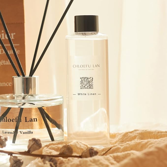Chloefu LAN Fresh Linen Reéd Diffuser Refill 200ml/6.76 fl oz, Natural - Image 2