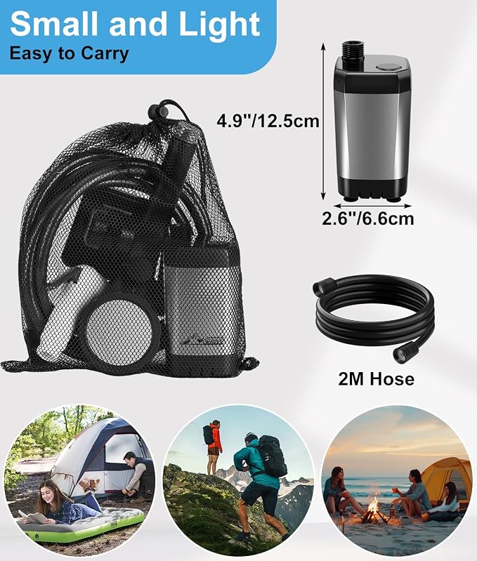 WADEO Portable Camping Shower, 6000mAh Rechargeable Shower Pump, Filtered - Image 7