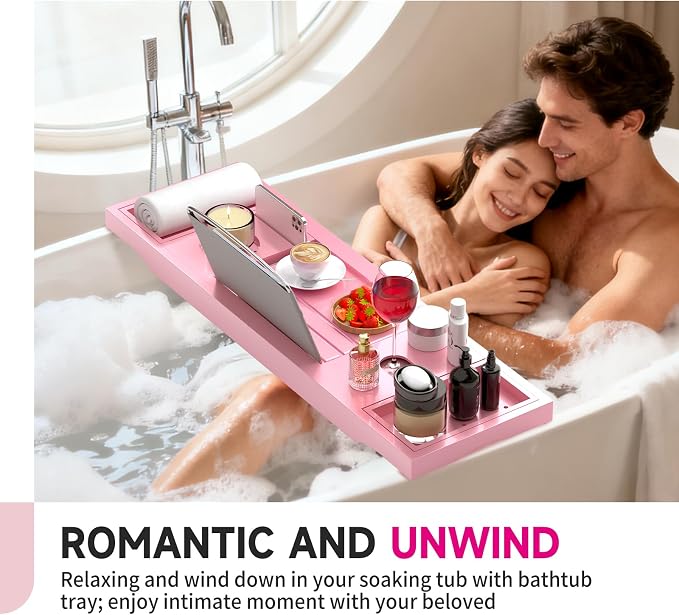 Foldable Bathtub Caddy Tray, Bamboo Bath Tub Tray Table - Image 4