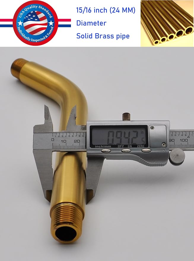 Aquaiaw Shower Arm and O-Ring Flange, 6 inch, Solid Brass, Both Soldered 1/2 - Image 3