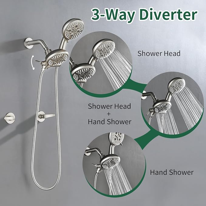 2 Handle Shower Faucet Shower System Complete 2 in 1 Shower Combo Set - Image 2