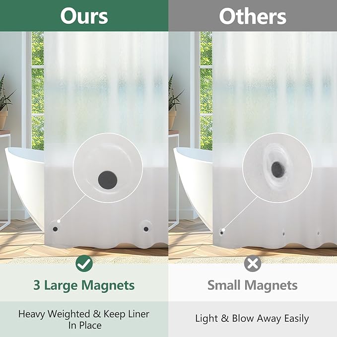 Waterproof Frosted Shower Curtain Liner Extra Tall 72 x 90 Inch, Bpa-Free EVA - Image 3