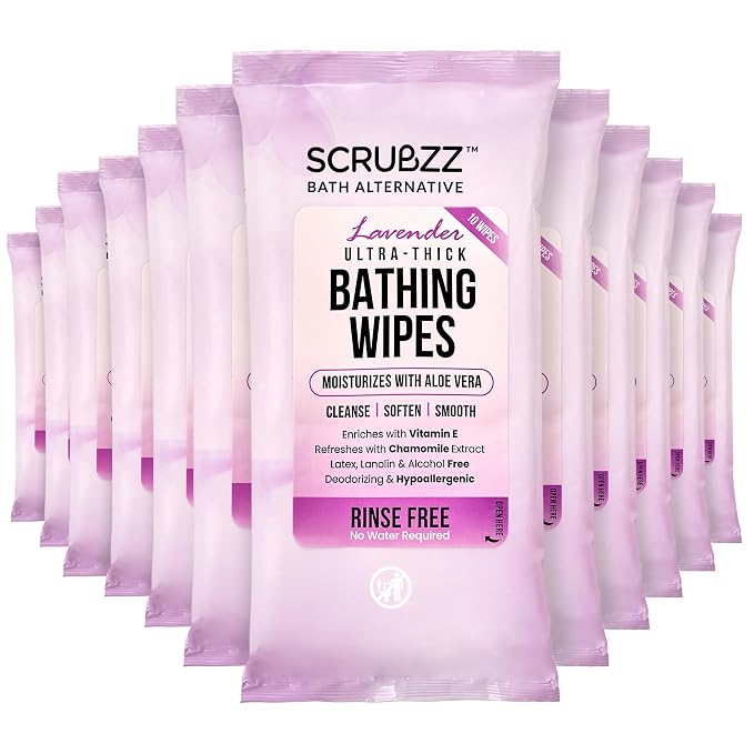 Extra Large Bath Wipes for Adults Bathing No Rinse by Scrubzz