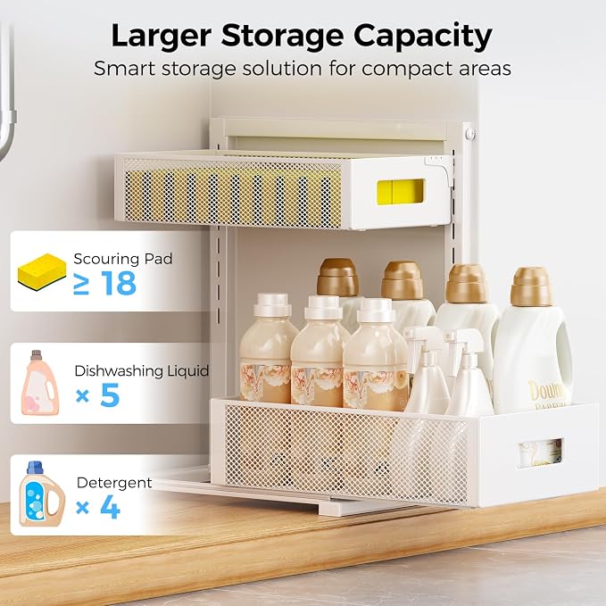 2 Pack Under Sink Organizer, Adjustable Height Under Sink Organizers and Storage - Image 6