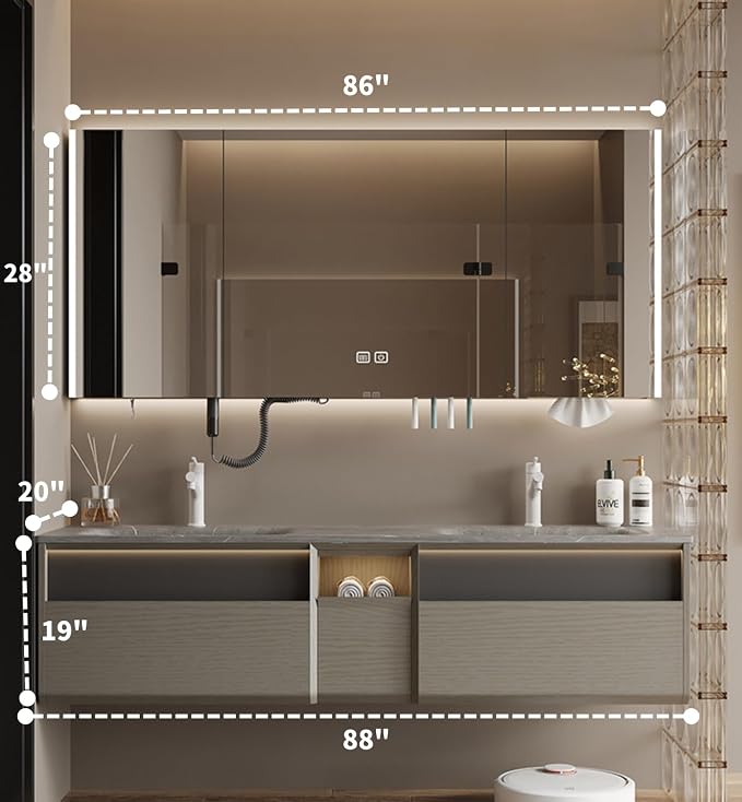 Double Sink Bathroom Vanity, Floating Vanity - Image 2