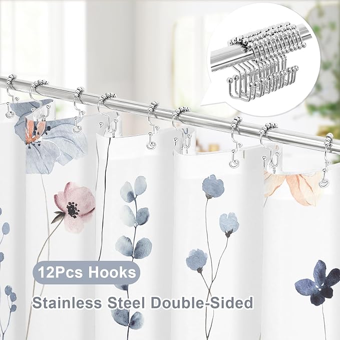 Gibelle 3 in 1 Shower Curtain Set, Waterproof Fabric Bathroom Curtain 72x72 - Image 3