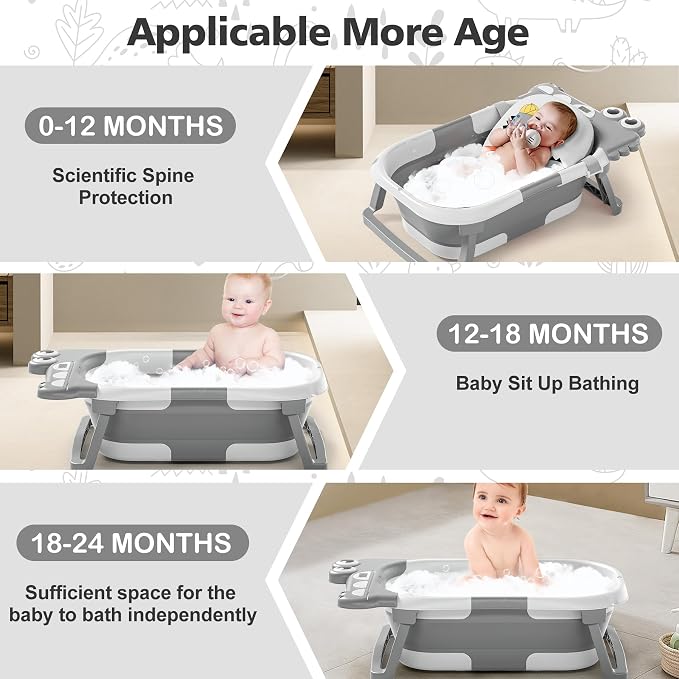 Collapsible Baby Bathtub for Newborn, Foldable Baby Bath Tub - Image 2