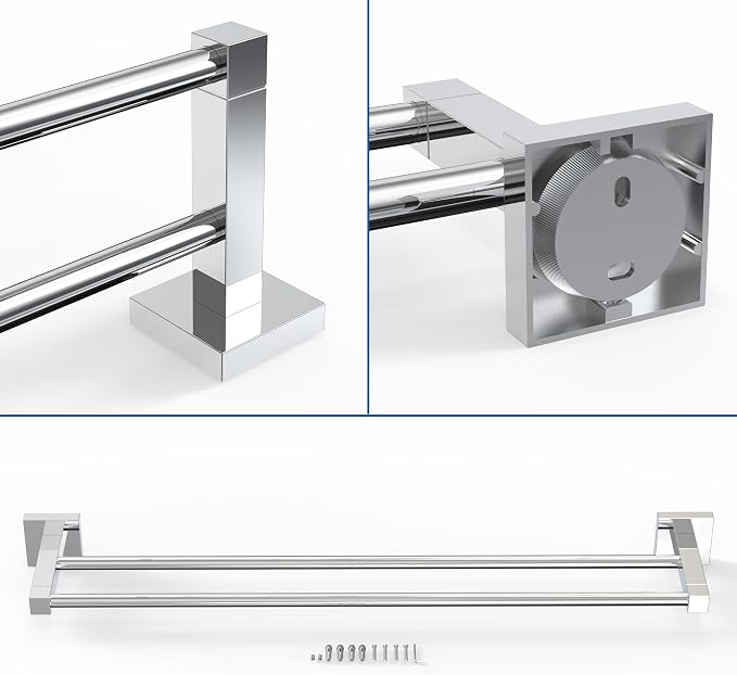 RUACQ Double Towel Bar, 24 Inch Bath Towel Rack - Image 5
