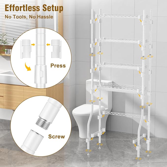 EAGMAK 4 Tier Over The Toilet Storage Rack, Bathroom Organizers and Storage - Image 6