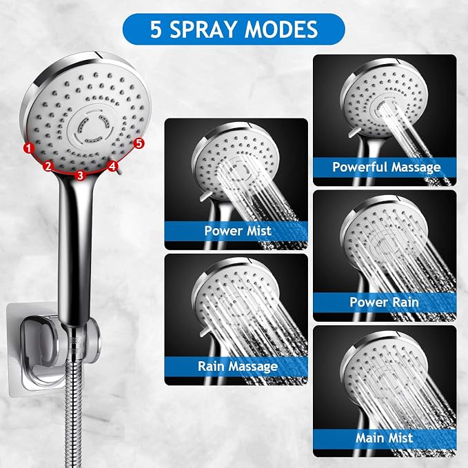 Shower Head Combo, 8 Inch High Pressure Rain Shower Head - Image 3