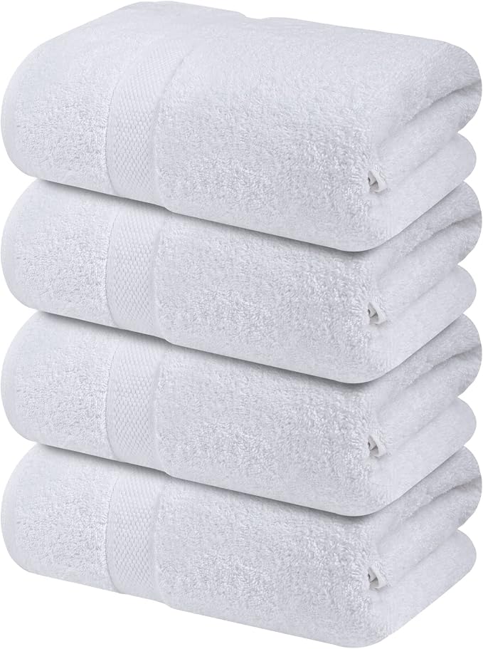 Infinitee Xclusives Luxury 100% Ring-Spun Cotton White Bath Towels Set of 4 – - Image 7