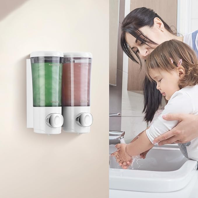 Shampoo and Conditioner Dispenser No Drill Shower Soap Dispenser Wall Mounted - Image 2