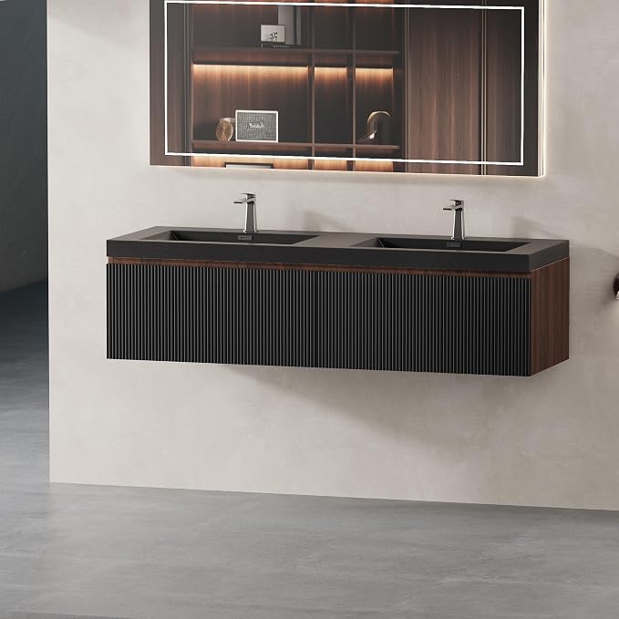 60" W Floating Bathroom Vanity by Unknown