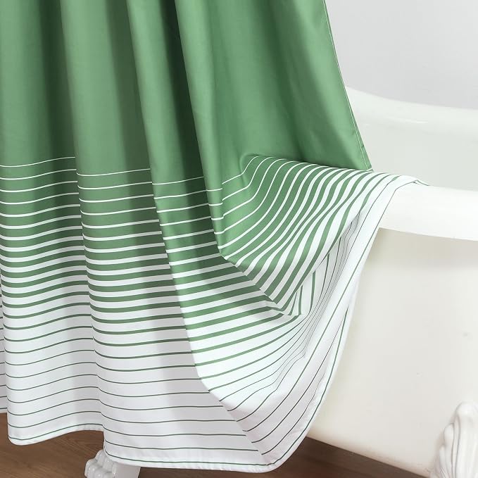 90 Inch Green Shower Curtain, Extra Long Sage Green and White Gradient - Image 5