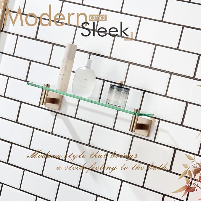 KOKOSIRI Wall Shelves Bathroom Hardware Glass Floating Shelf 16-Inch - Image 11