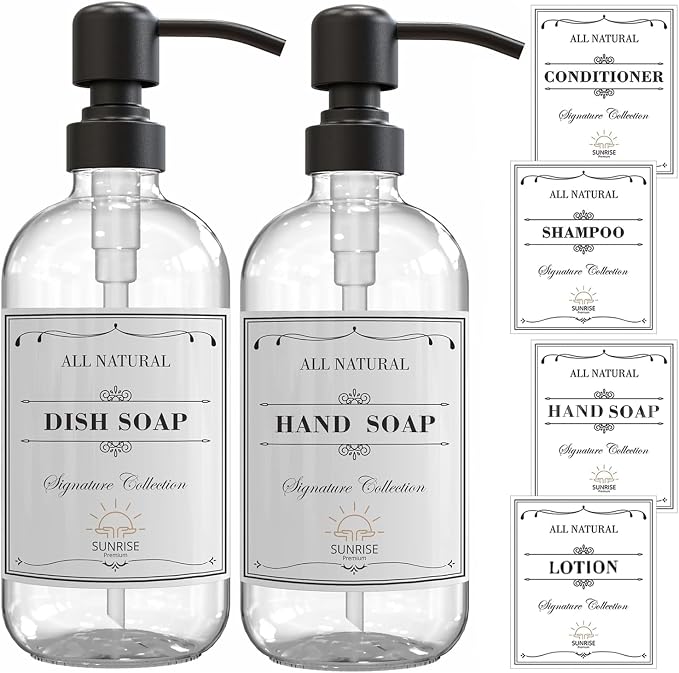 2 Pack Clear Glass Soap Dispenser 16 OZ - Image 7
