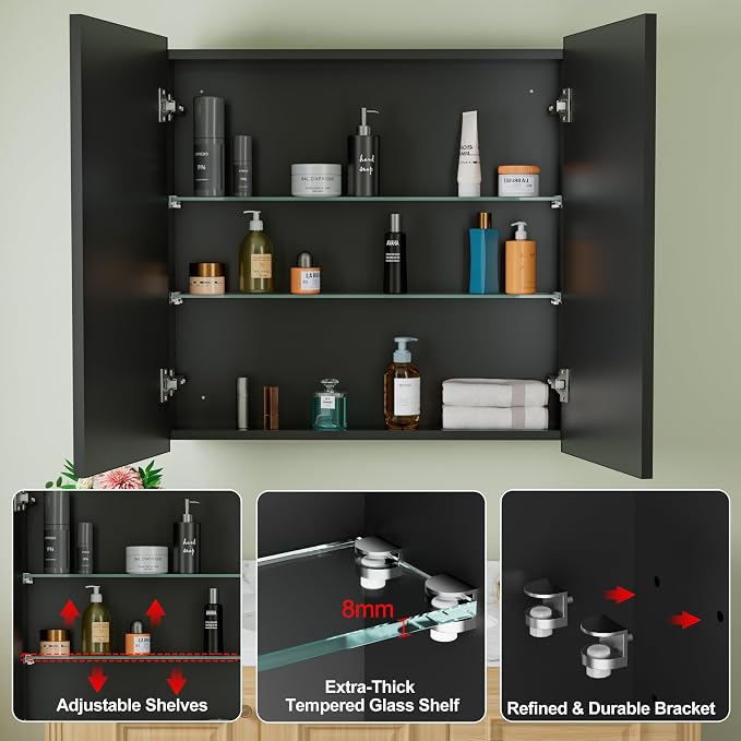 Buruis 30" x 30" Framed Medicine Cabinet - Image 5