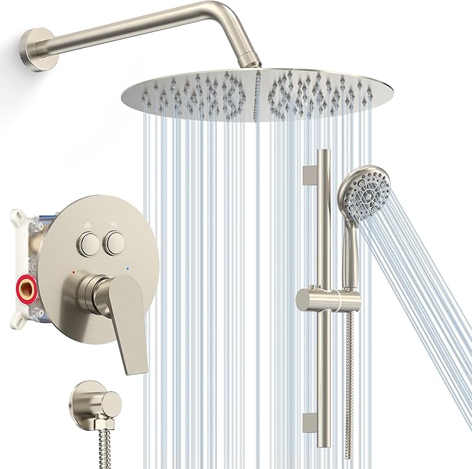 SR SUN RISE Shower System: 10 Inch Rainfall Shower Head by SRSUNRISE