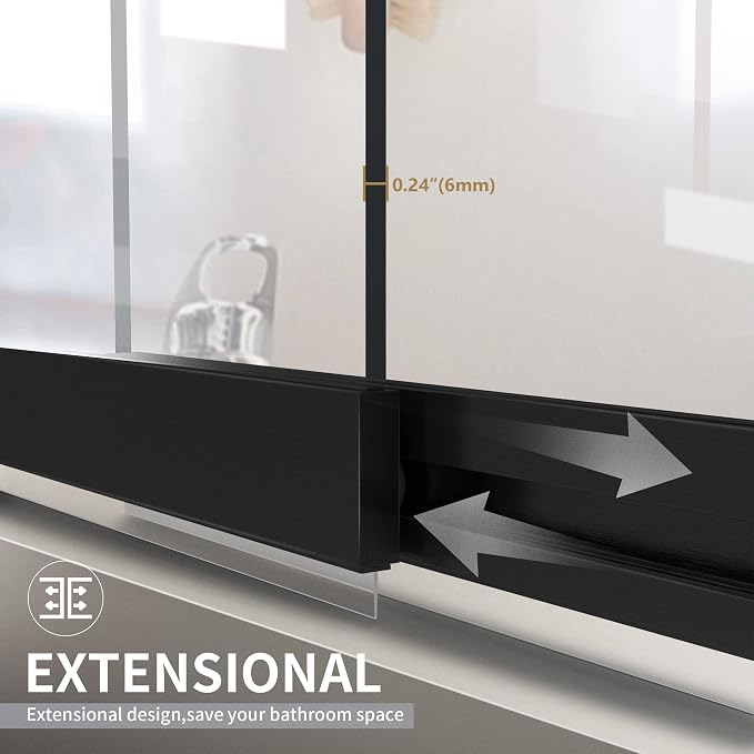 Bathtub Sliding Double Swing Door, Frameless Tempered Glass Shower Doors 22-36 - Image 3