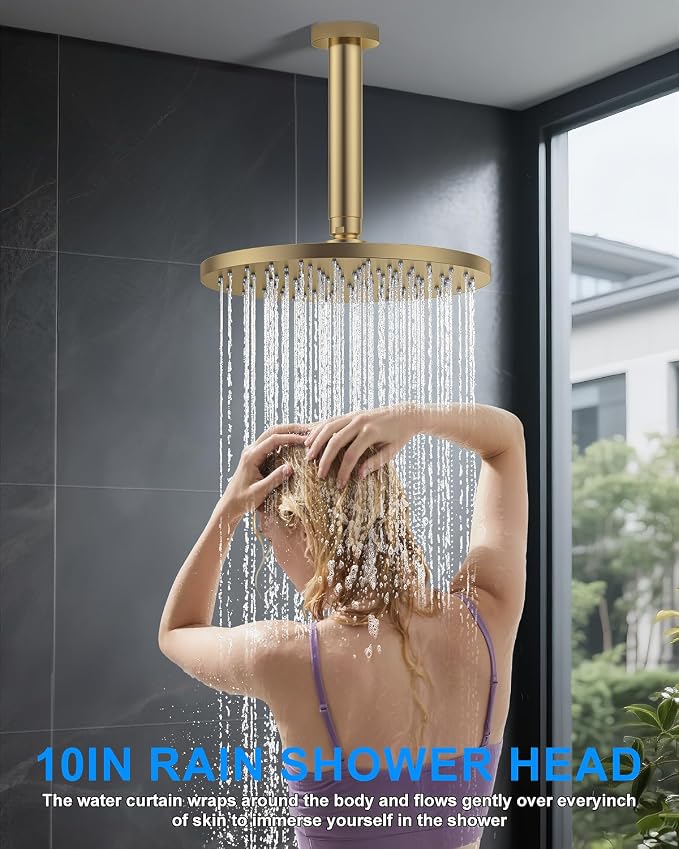 Shower System with Pressure Balance Valve, Brushed Gold - Image 3