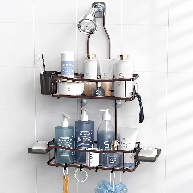 Hanging Shower Caddy Bathroom Organizer: Rustproof Shower Shelf Racks Over by Aitatty