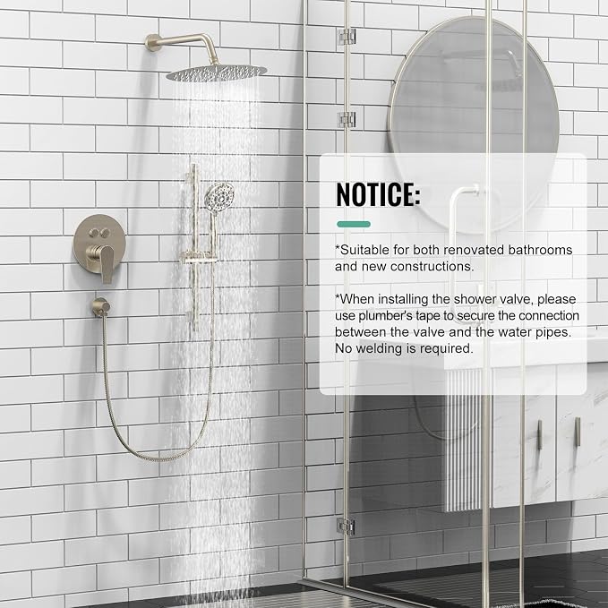 SR SUN RISE Shower System: 12 Inch Rainfall Shower Head - Image 6