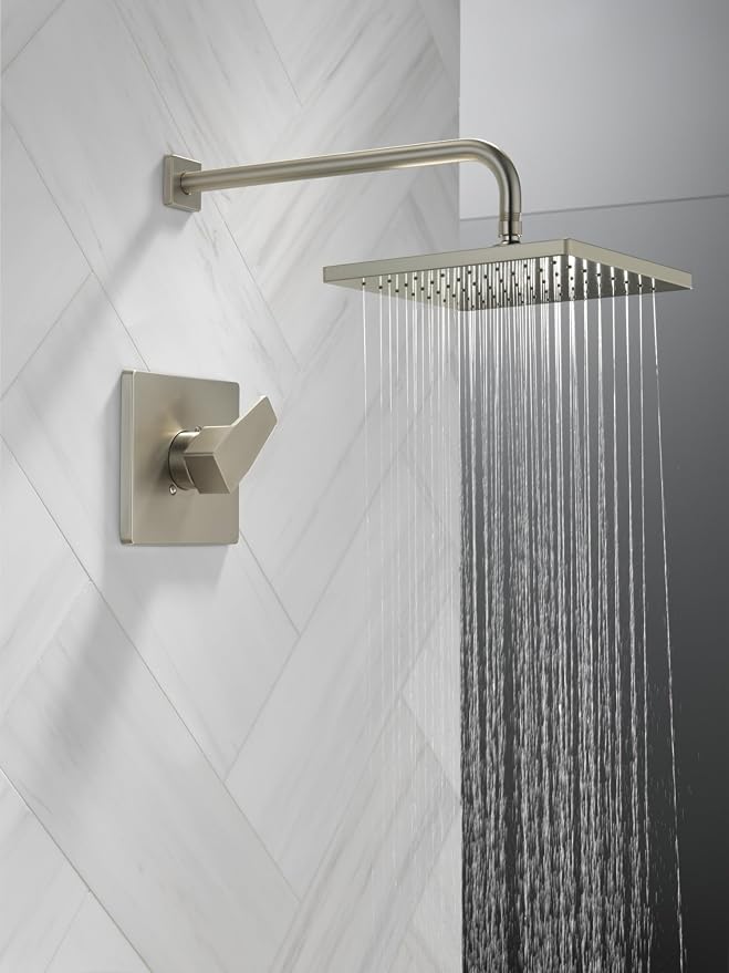 Delta Modern 14 Series Square Rain Shower Faucet Set, Brushed Nickel Shower - Image 3