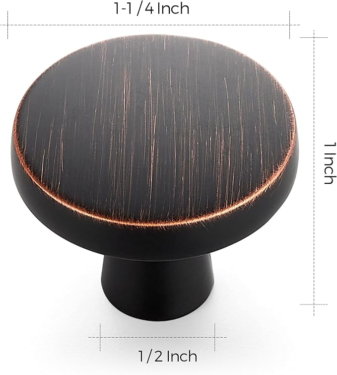 Ravinte 5 Pack Drawer Pulls 1-1/4 Inch Kitchen Cabinet Knobs Solid Round - Image 3