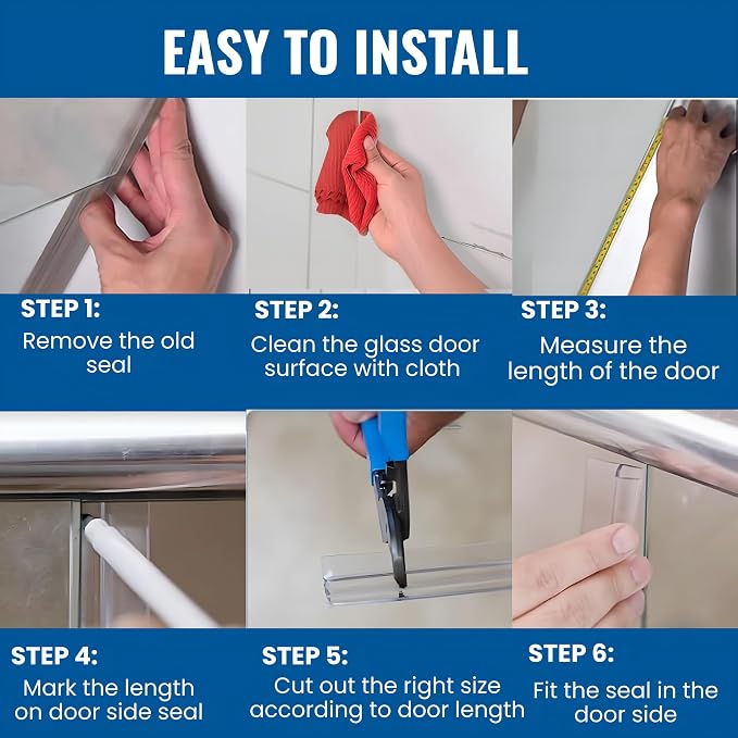 KC Hardware 85 Inch Frameless Shower Door Side Seal Strip, H-Type Glass Shower - Image 4