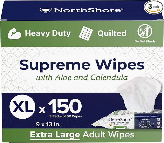NorthShore Supreme Heavy-Duty Quilted Wipes, 9 x 13 in., 50 ct by NorthShore