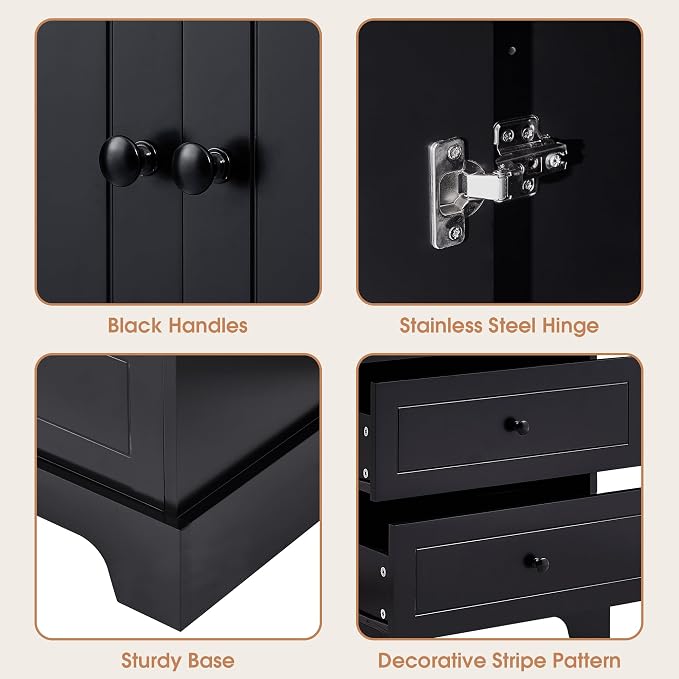Merax Bathroom Cabinet with Doors and Drawers, Tall Storage Pantry - Image 5